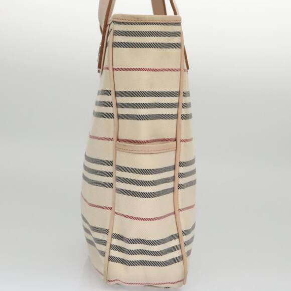 Burberry Shoulder Bag Canvas Leather Beige Cream Silver - Picture 4 of 16